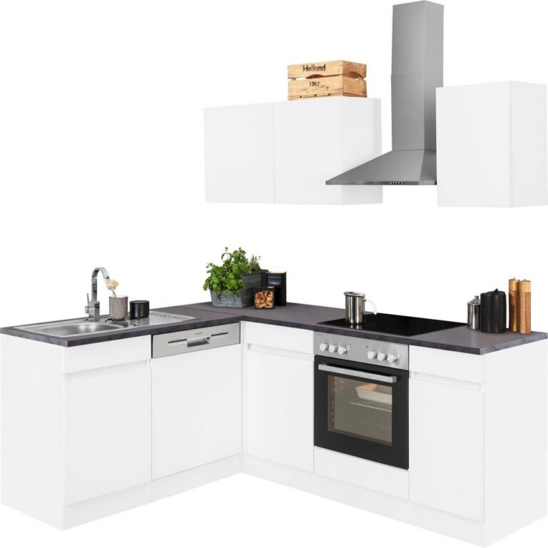 OPTIFIT Küchenzeile Roth, Stellmaße 210x175 cm,wahlweise mit E-Geräten, Push-to-Open-Funktion