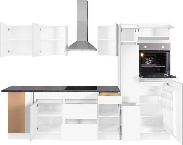 OPTIFIT Küchenzeile Roth, Stellmaße 300x175 cm, wahlweise mit E-Geräten, mit Apothekerschrank