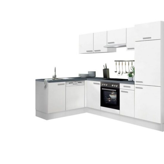 OPTIFIT Winkelküche Odense, mit E-Geräten, Stellbreite 275 x 175 cm, mit 28 mm Arbeitsplatte – Image 1