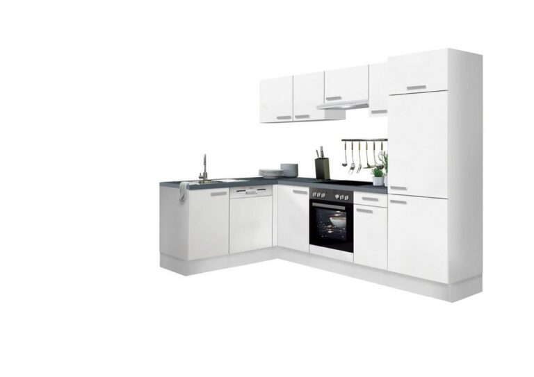 OPTIFIT Winkelküche Odense, mit E-Geräten, Stellbreite 275 x 175 cm, mit 28 mm Arbeitsplatte