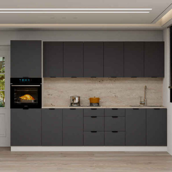 ROYAL24_MARKT Küchenzeile – 300 cm – Lunara – Ohne Arbeitsplatte & Elektrogeräte, (Set), Top Qualität - Modernes Design - Feinste Materialien – Image 1