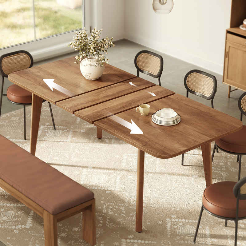 VASAGLE Esstisch Ausziehbarer Ess- und Küchentisch, mit erweiterbarer Tischplatte, 120 kg belastbar, schlichtes Design – Image 1