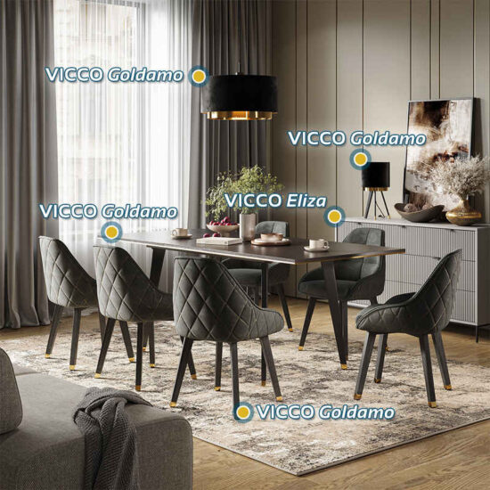 Vicco Esstisch Goldamo, Schwarz, 160-200 x 90 cm Ausziehbar (1-St) – Image 1