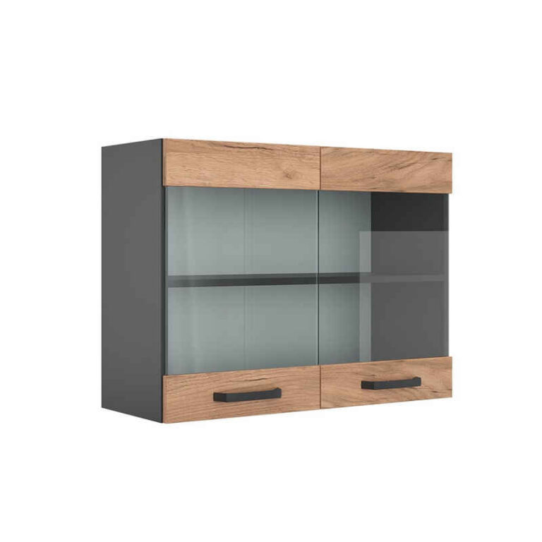 Vicco Glashängeschrank R-Line, Goldkraft Eiche/Anthrazit, 80 cm (1-St)