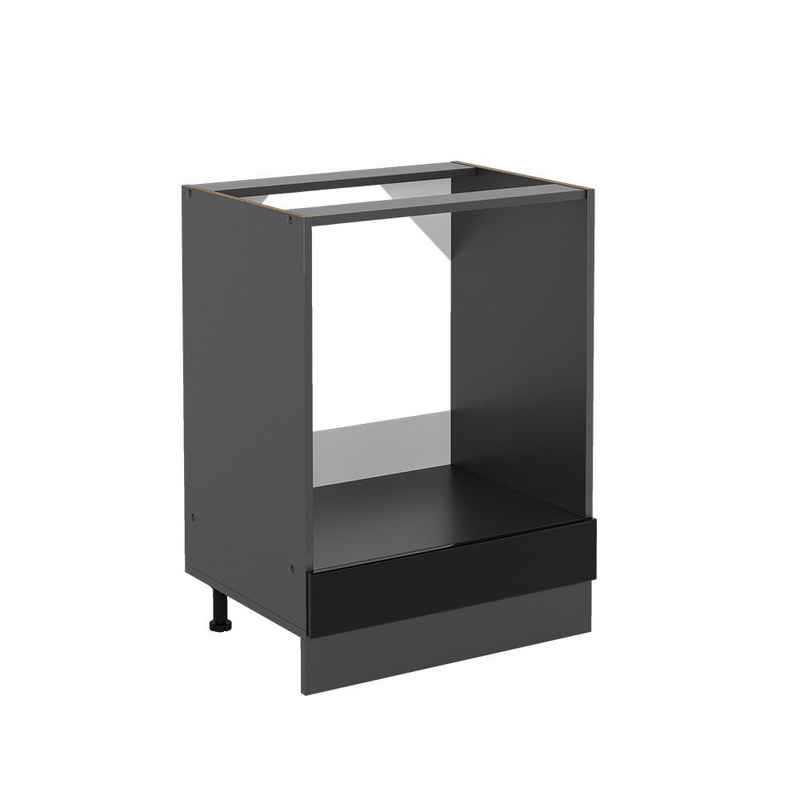 Vicco Herdumbauschrank R-Line, Schwarz Hochglanz/Anthrazit, 60 cm ohne Arbeitsplatte (1-St) – Image 1