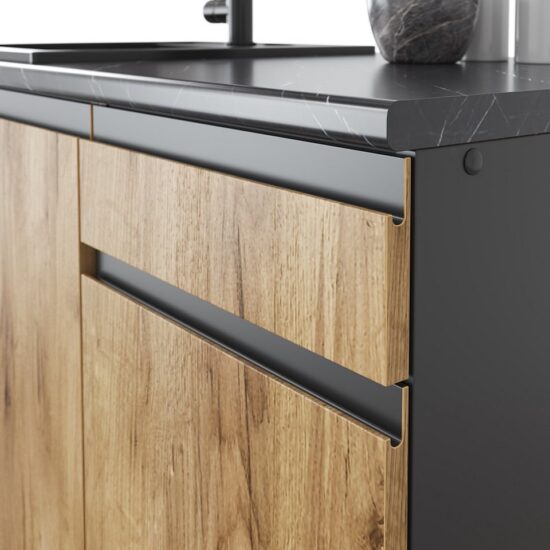 Vicco Küchenzeile Raul, Goldkraft Eiche/Anthrazit/Anthrazit, 240 cm J-Shape – Image 6