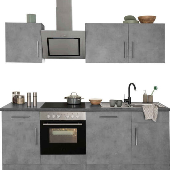 wiho Küchen Küchenzeile Cali - Küche mit E-Geräten - Komplett Set, Breite 220cm, Küche mit Hanseatic E-Geräten – Image 1