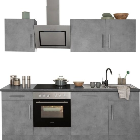 wiho Küchen Küchenzeile Cali - Küche mit E-Geräten - Komplett Set, Breite 220cm, Küche mit Hanseatic E-Geräten – Image 1