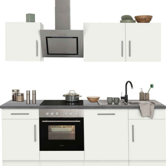 wiho Küchen Küchenzeile Cali - Küche mit E-Geräten - Komplett Set, Breite 220cm, Küche mit Hanseatic E-Geräten – Image 1
