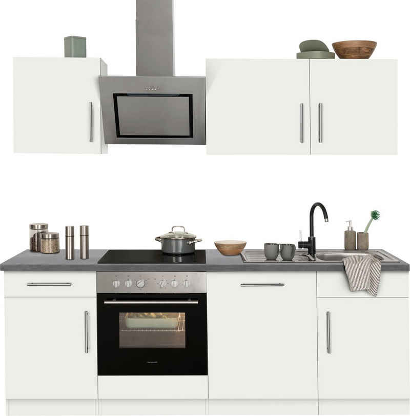 wiho Küchen Küchenzeile Cali - Küche mit E-Geräten - Komplett Set, Breite 220cm, Küche mit Hanseatic E-Geräten – Image 1