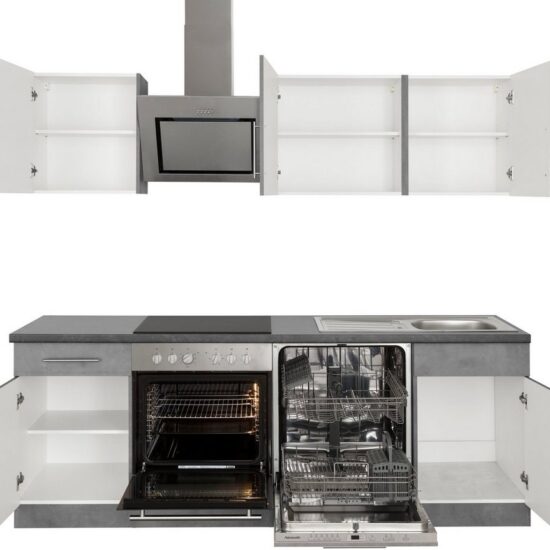 wiho Küchen Küchenzeile Cali - Küche mit E-Geräten - Komplett Set, Breite 220cm, Küche mit Hanseatic E-Geräten – Image 4