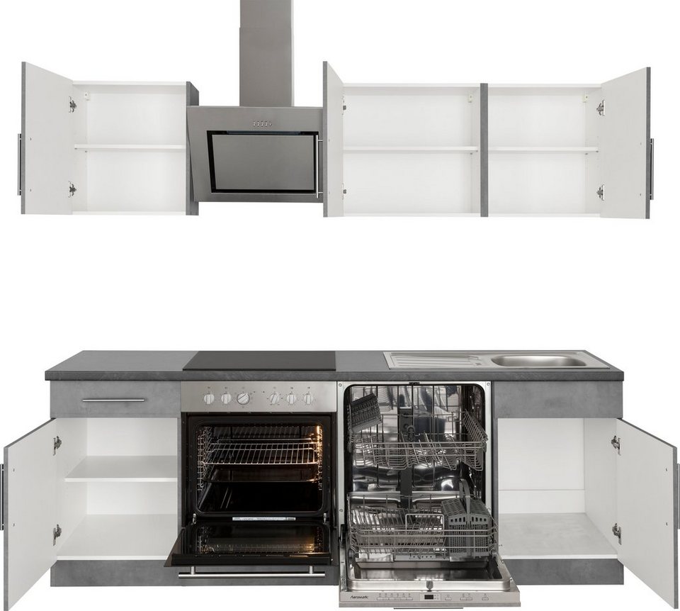 wiho Küchen Küchenzeile Cali - Küche mit E-Geräten - Komplett Set, Breite 220cm, Küche mit Hanseatic E-Geräten – Image 4