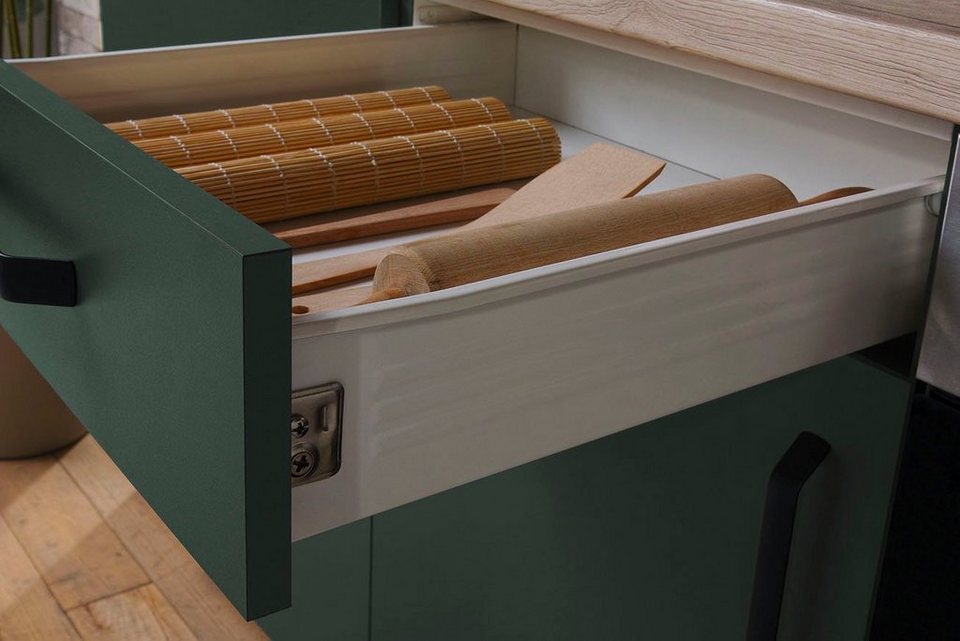 wiho Küchen Winkelküche "Simi", mit verstellbaren Füßen, wahlweise mit E-Geräten, Soft-Close-Funktion in Schubkästen & Auszügen, Stellbreite 285/175 cm – Image 4