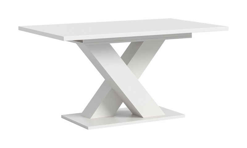 xonox.home Esstisch Esstisch Motion, ausziehbar, X-Fußgestell, weiß, 150(190)x90, Küchentisch, weiß – Image 1